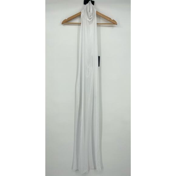 Norma Kamali | NWT White Lame Turtleneck Halter Dress XXS - Picture 2 of 15